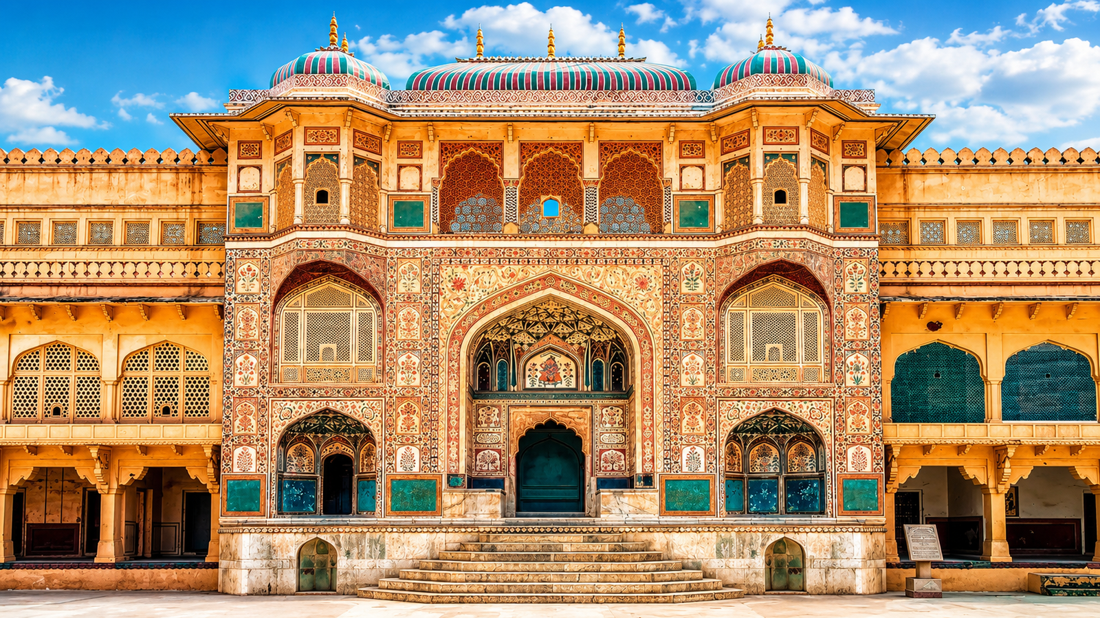 Diggi Palace stonework and arches