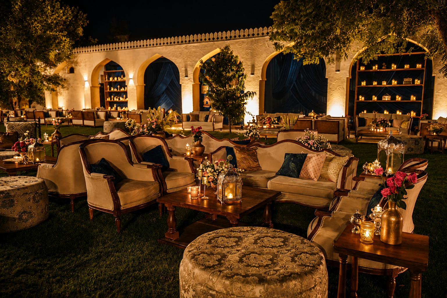 Palace courtyard set for a wedding